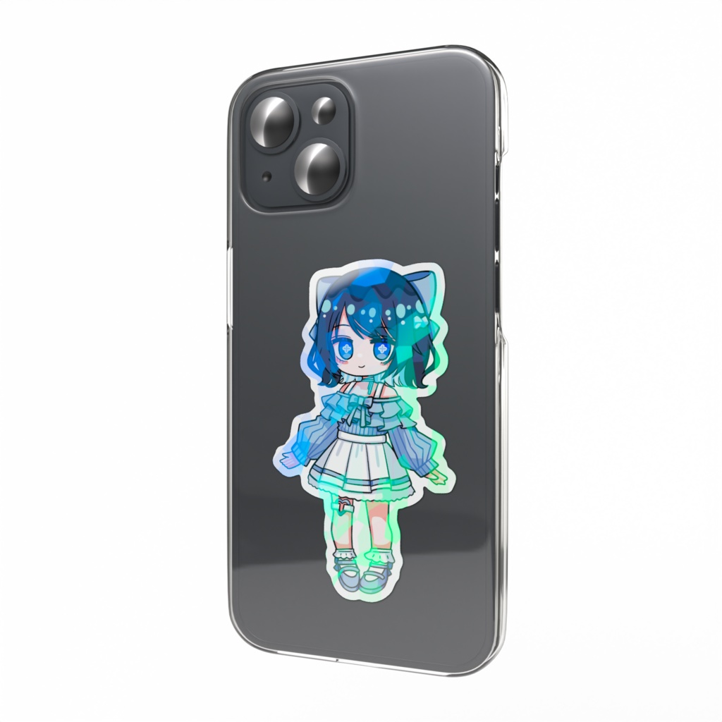 海月あおい　ガーリー　ミニキャラ　ホログラムスマホステッカー