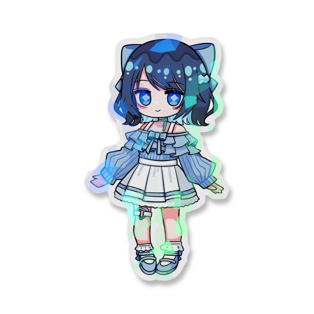 海月あおい ガーリー ミニキャラ ホログラムスマホステッカー