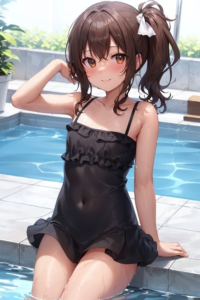 あやめ⑦ ポニーテールとプール AIイラスト