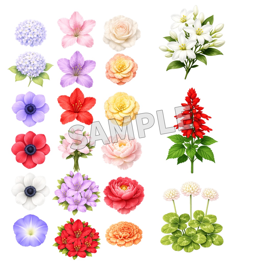 花・花びら素材149点+リーフ素材15点
