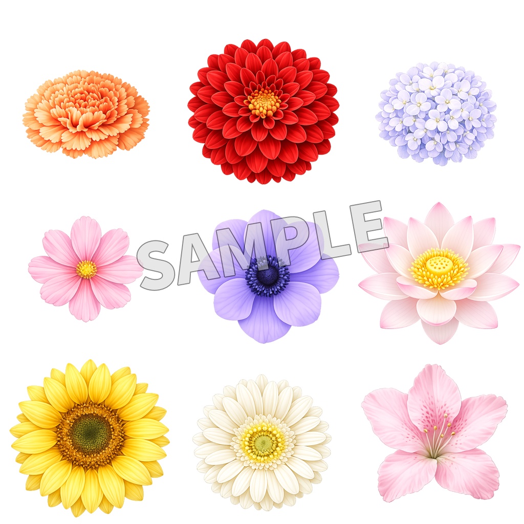 花・花びら素材149点+リーフ素材15点