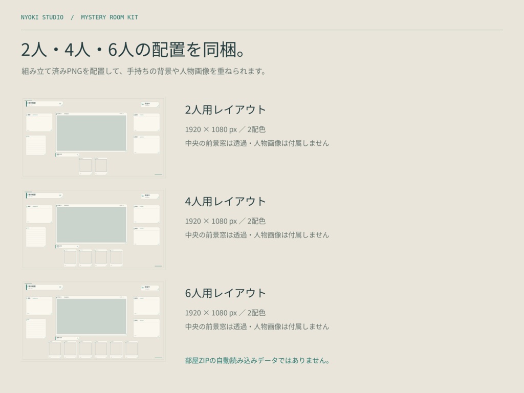【無料版あり】現代ミステリー・情報整理ルームキット|ココフォリア・TRPG素材/36点×2配色