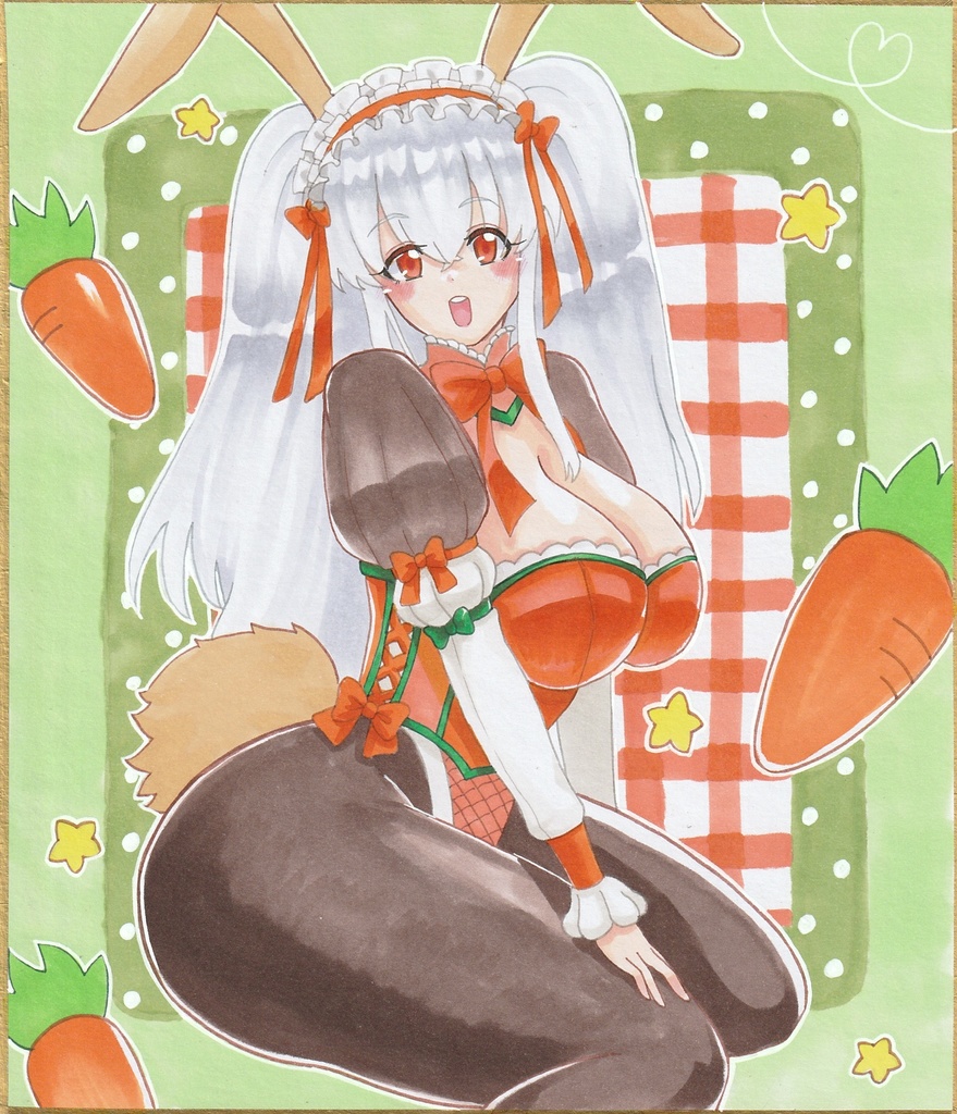 オリキャラ  オレンジブラウンバニー 中色紙