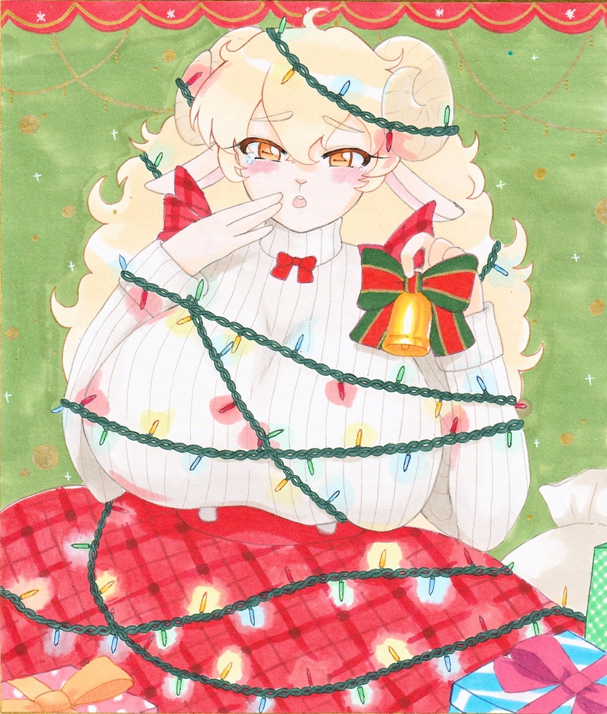 メスケモ クリスマスなひつじちゃん 中色紙