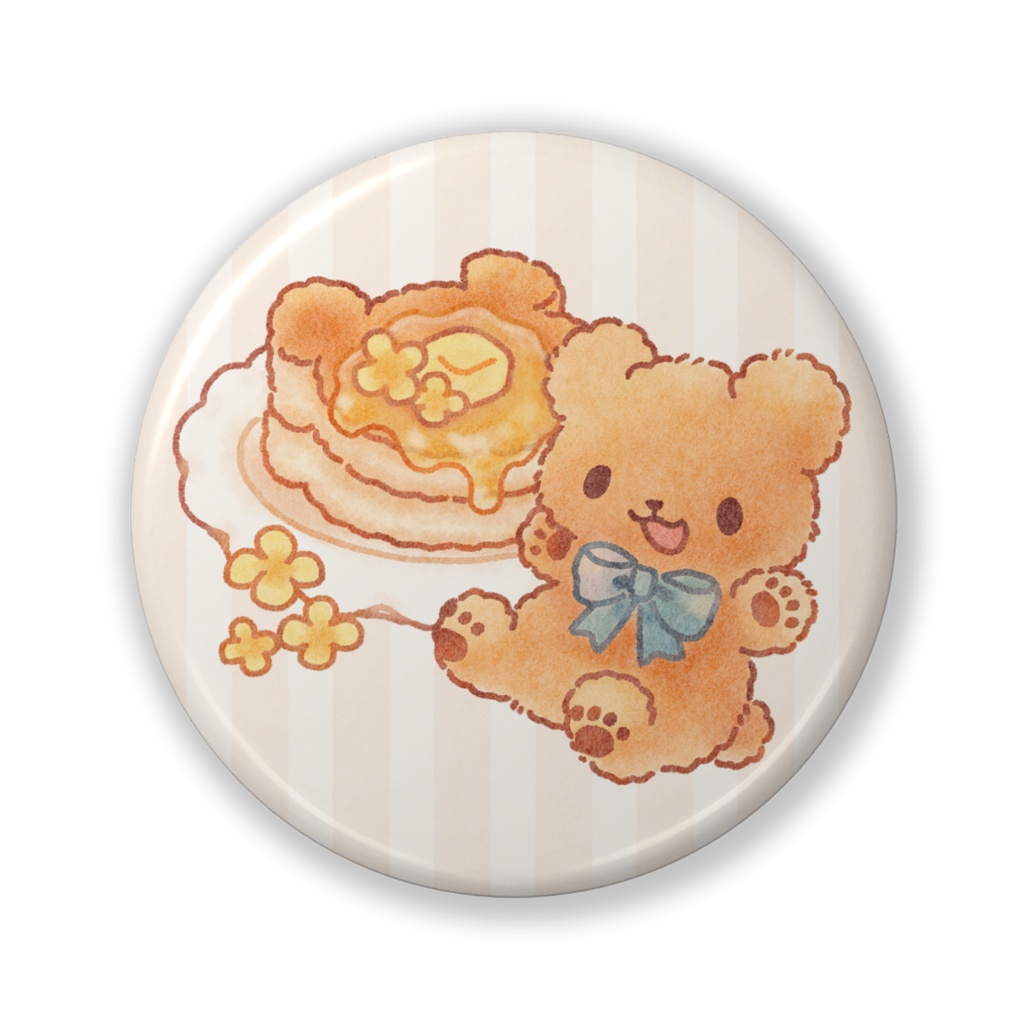 くまとパンケーキ缶バッジ　Miu×Mofucoffeeコラボグッズ