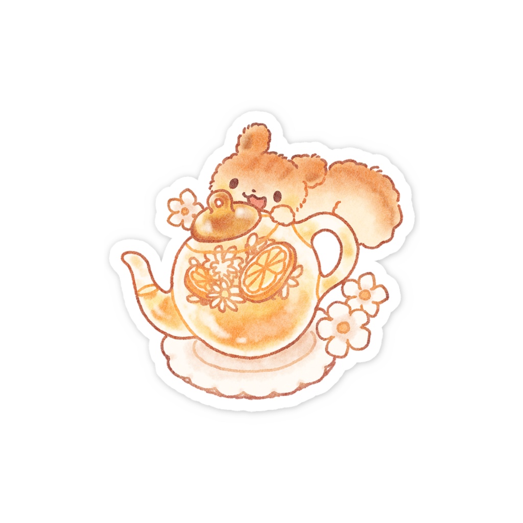 リスとティーポット スマホステッカー　Miu×Mofucoffeeコラボグッズ