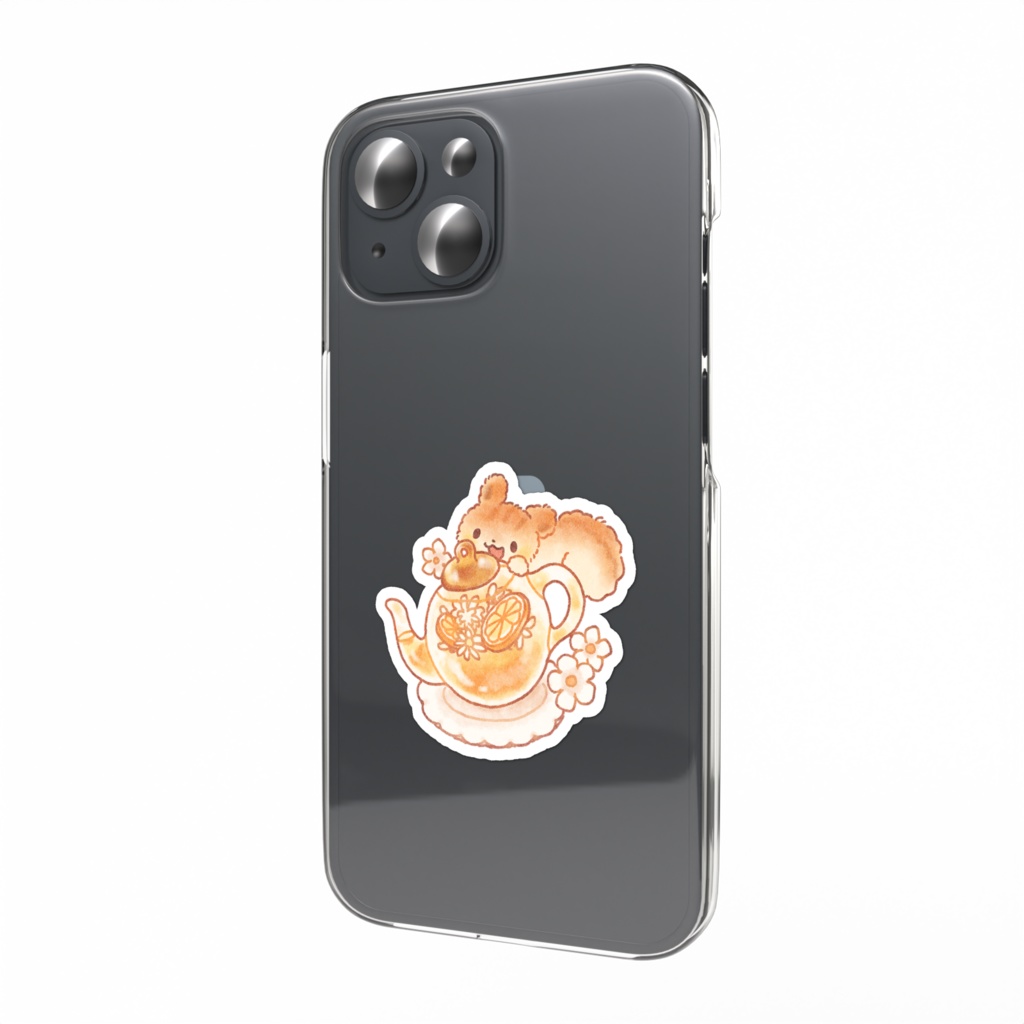 リスとティーポット スマホステッカー Miu×Mofucoffeeコラボグッズ