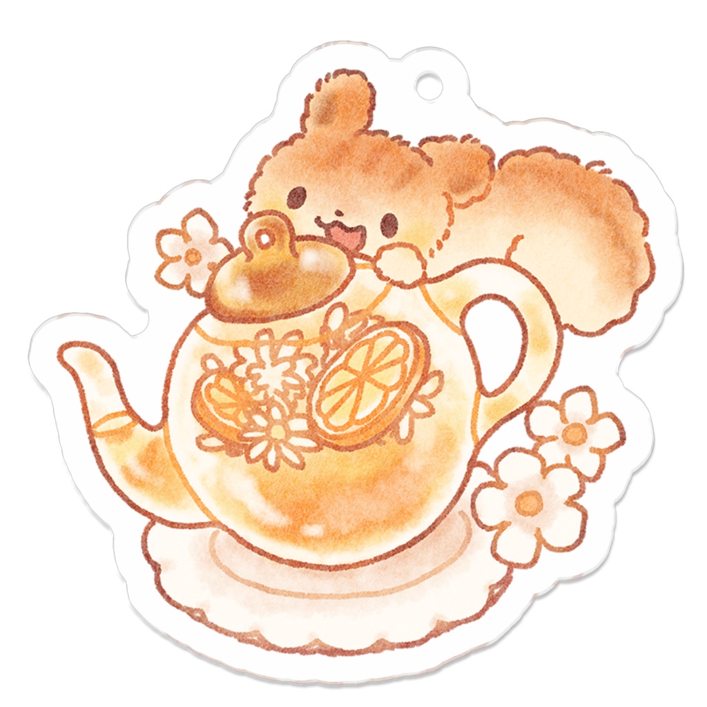 リスとティーポット アクキー　Miu×Mofucoffeeコラボグッズ