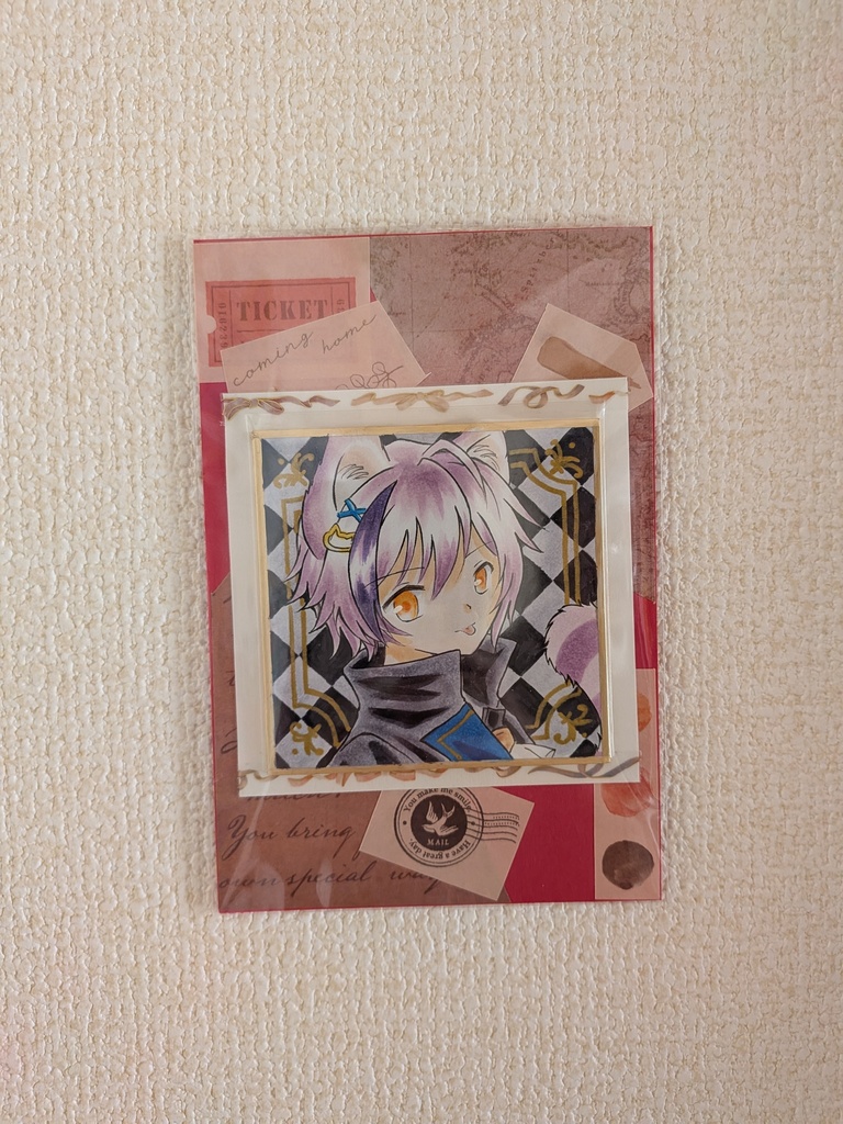 イラスト 原画 豆色紙「ねこ」