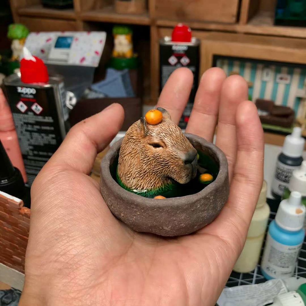 温泉動物園 レジン塗装済完成品(ハンドメイド)