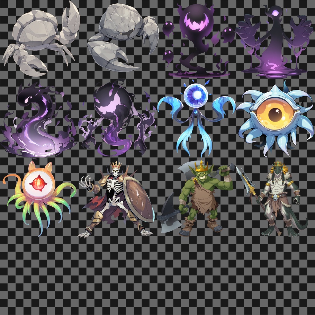 【商用可】RPG序盤モンスター素材60枚セット 1024px / 4096px 透過PNG