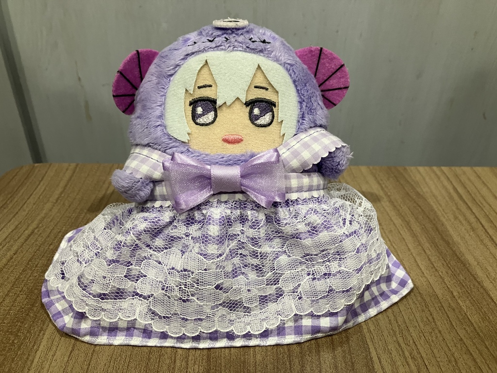 白レースと ギンガムチェックの 夏のお嬢さんドレス(パープル)