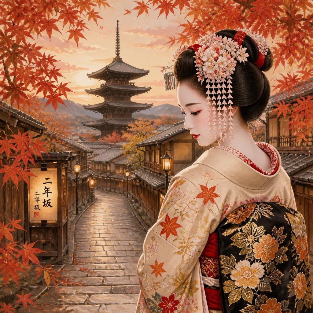 京都 紅葉 舞妓さん Kyoto maiko