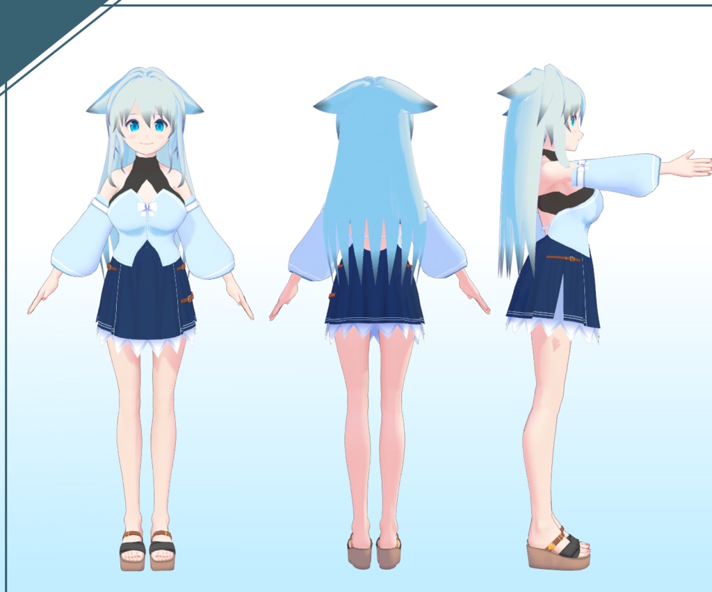 3Dモデル「シロン・テイル」~VRChat対応モデル(PC・Quest)~