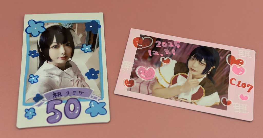 ラブライブ ！園田海未コスプレ落書きチェキ２枚セット