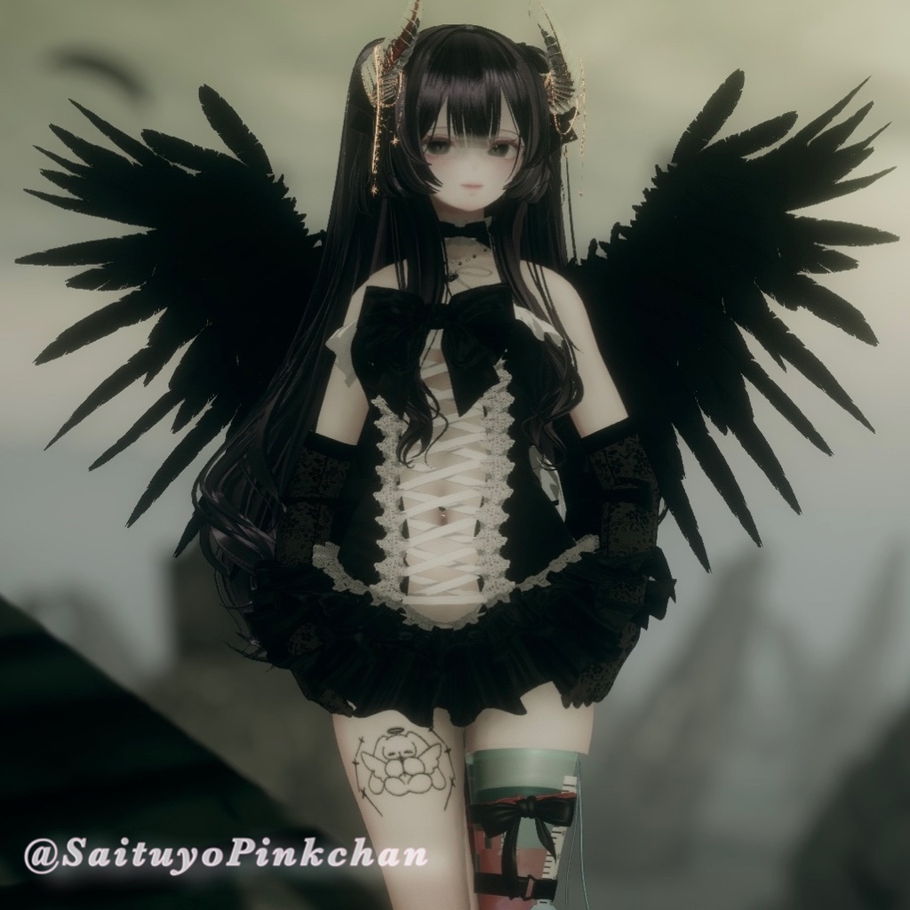 tattoo 🐇 ִֶָ ࣪ 𑊢 十字架天使バニー タトゥーテクスチャ.⋆𝜗𝜚