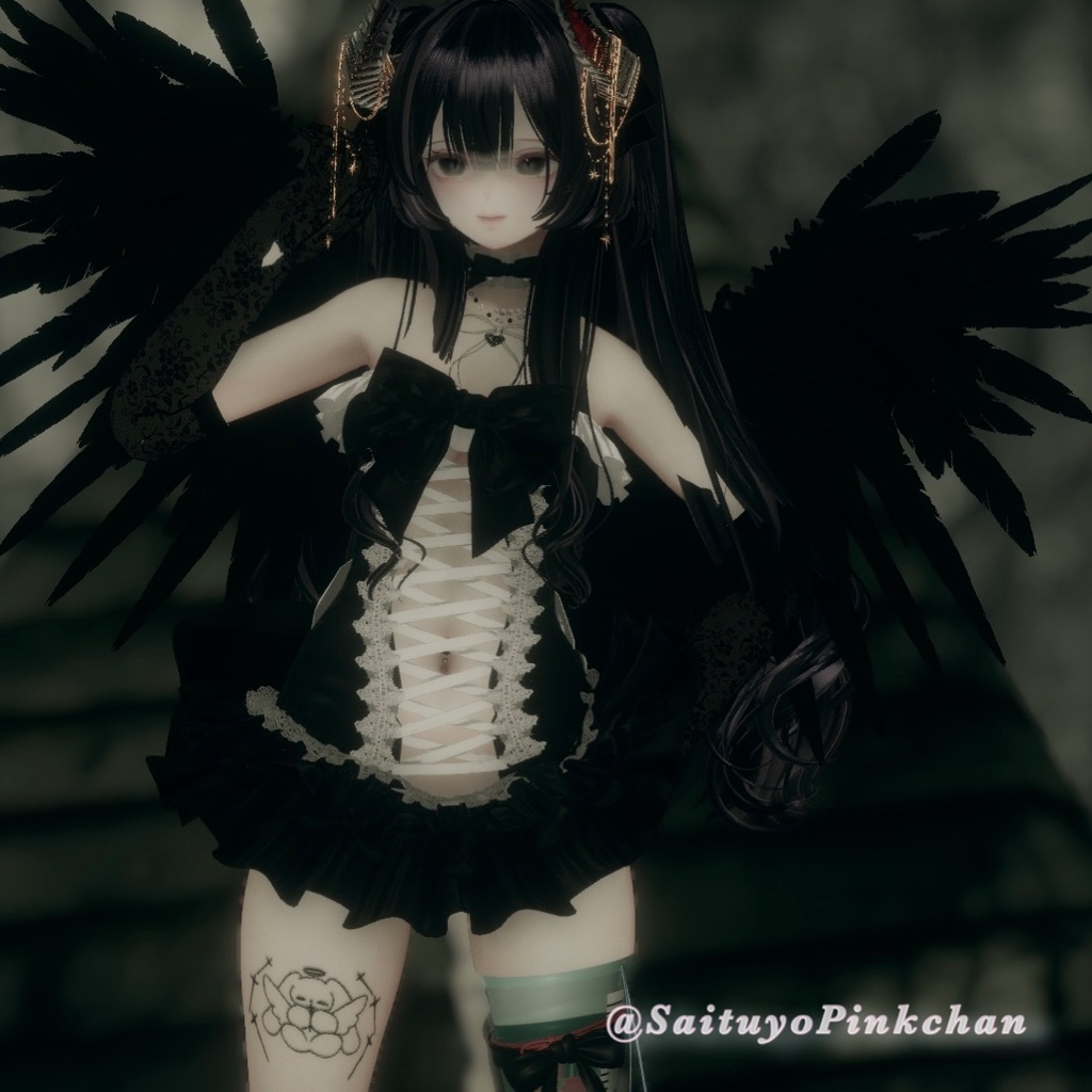 tattoo 🐇 ִֶָ ࣪ 𑊢 十字架天使バニー タトゥーテクスチャ.⋆𝜗𝜚