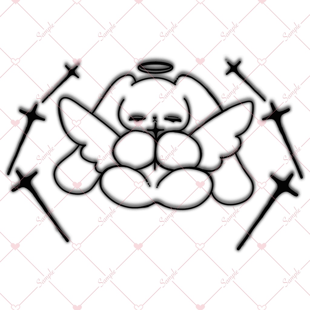 tattoo 🐇 ִֶָ ࣪ 𑊢 十字架天使バニー タトゥーテクスチャ.⋆𝜗𝜚
