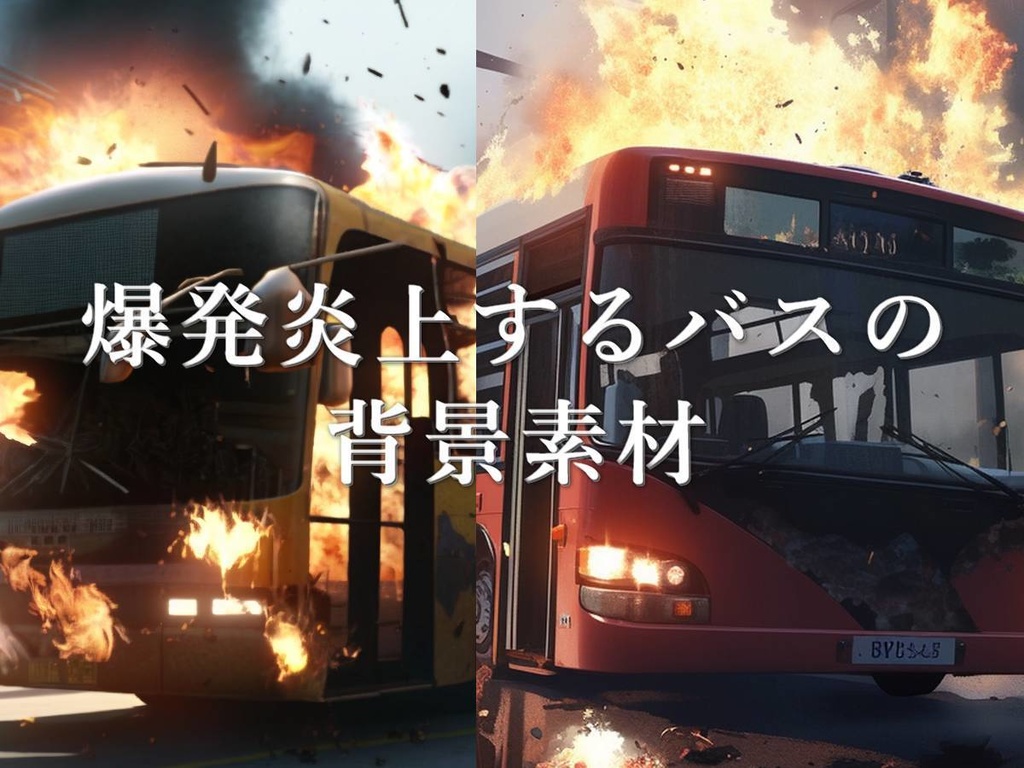 爆発炎上するバスの背景画像