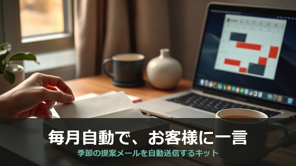 月次顧客フォローメール自動化スターターキット（毎月自動で季節提案メールを送る）