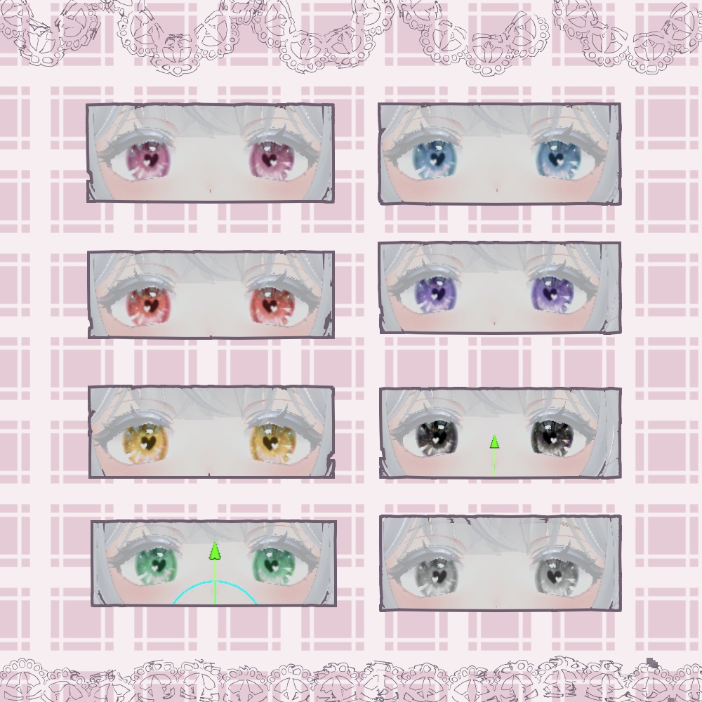 4アバター対応アイテクスチャ『はーとのおめめ』(しなの、マヌカ、萌、水瀬)/heart eye texture for 4 avatars (shinano,manuka,moe,minase))