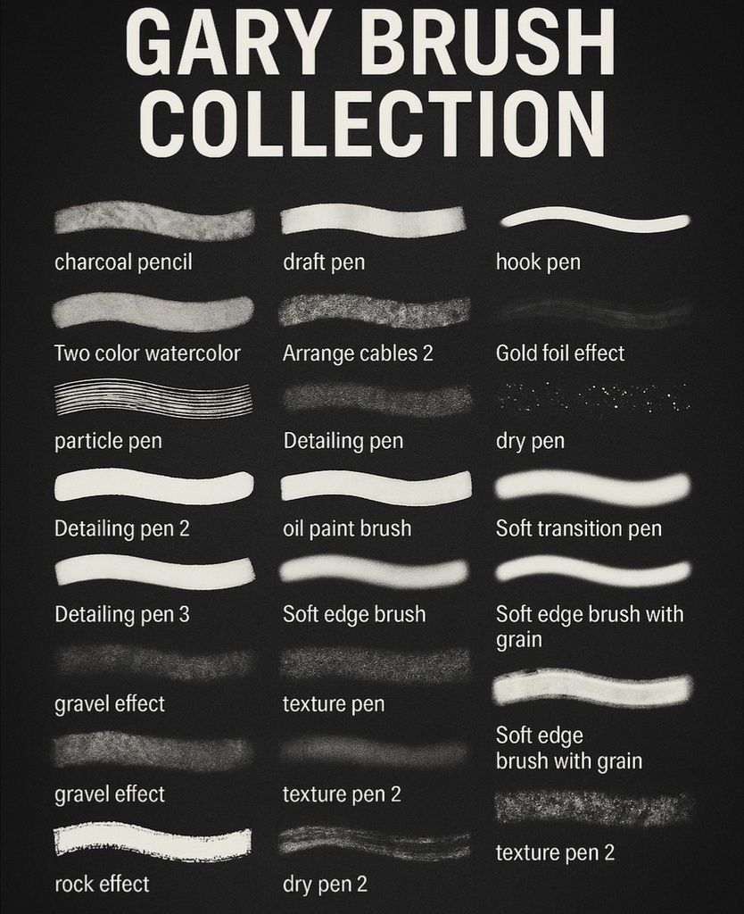 Gary ブラシコレクション|Photoshop 用オリジナル筆ブラシ 23 種セット