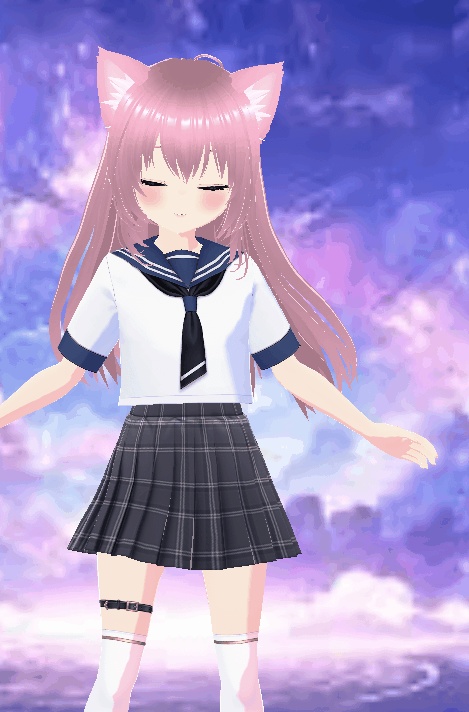 💖 VRChat Ready! ピンク髪の猫耳JK「Aurora Mia」