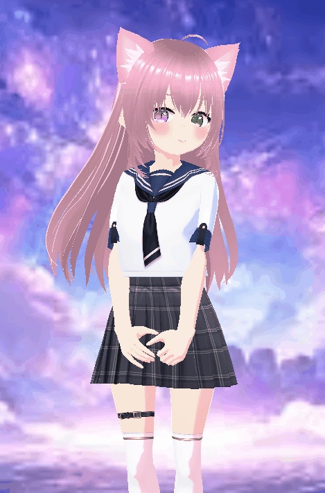 💖 VRChat Ready! ピンク髪の猫耳JK「Aurora Mia」