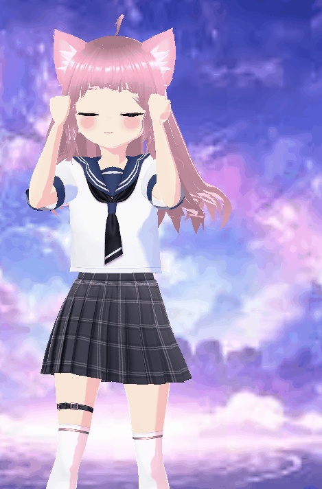 💖 VRChat Ready! ピンク髪の猫耳JK「Aurora Mia」