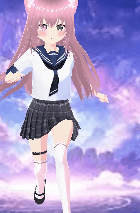 💖 VRChat Ready! ピンク髪の猫耳JK「Aurora Mia」