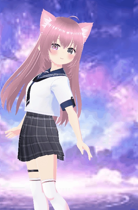 💖 VRChat Ready! ピンク髪の猫耳JK「Aurora Mia」