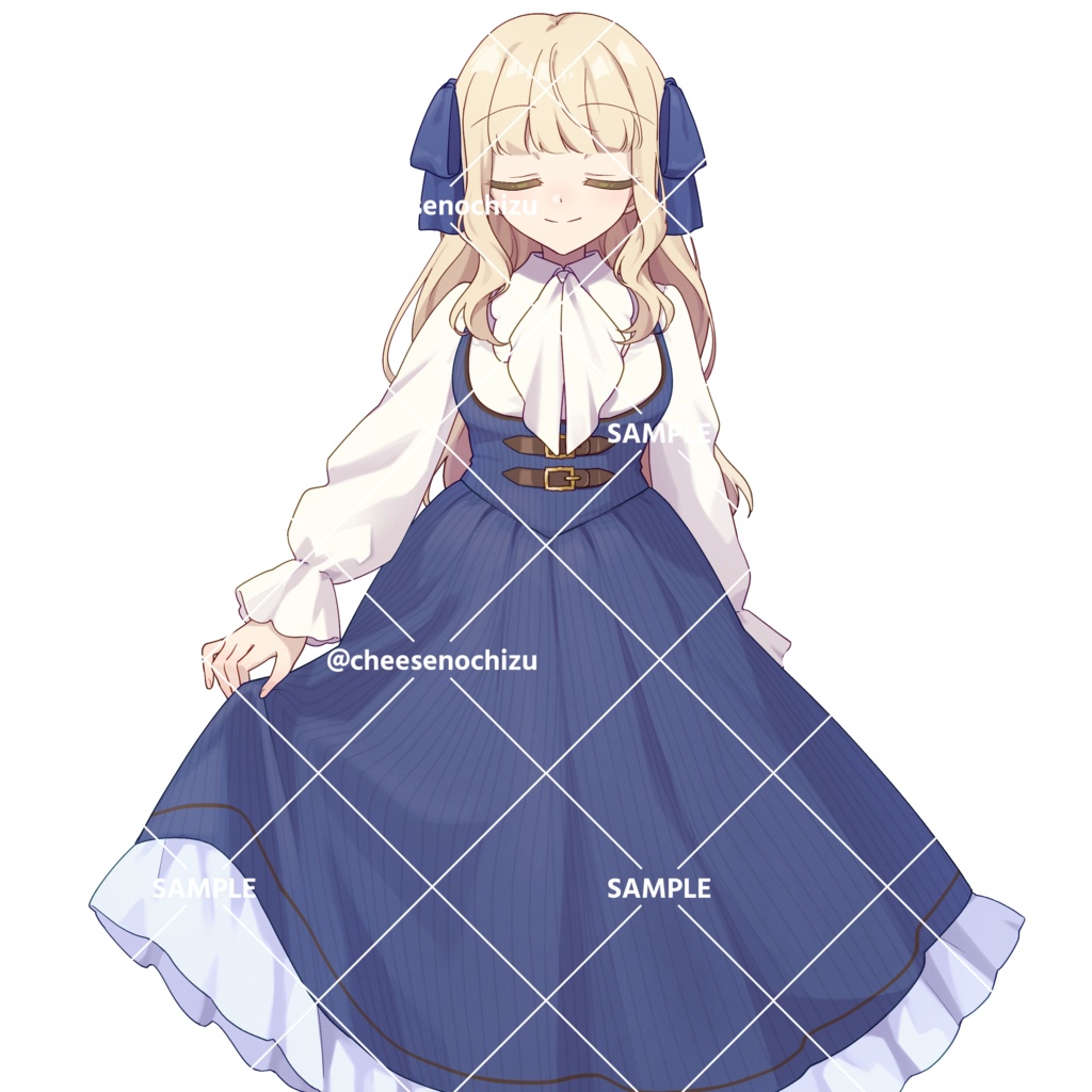 【表情8種+差分パーツ2個】女の子 金髪 お嬢様 クラシカル ワンピース 西洋風