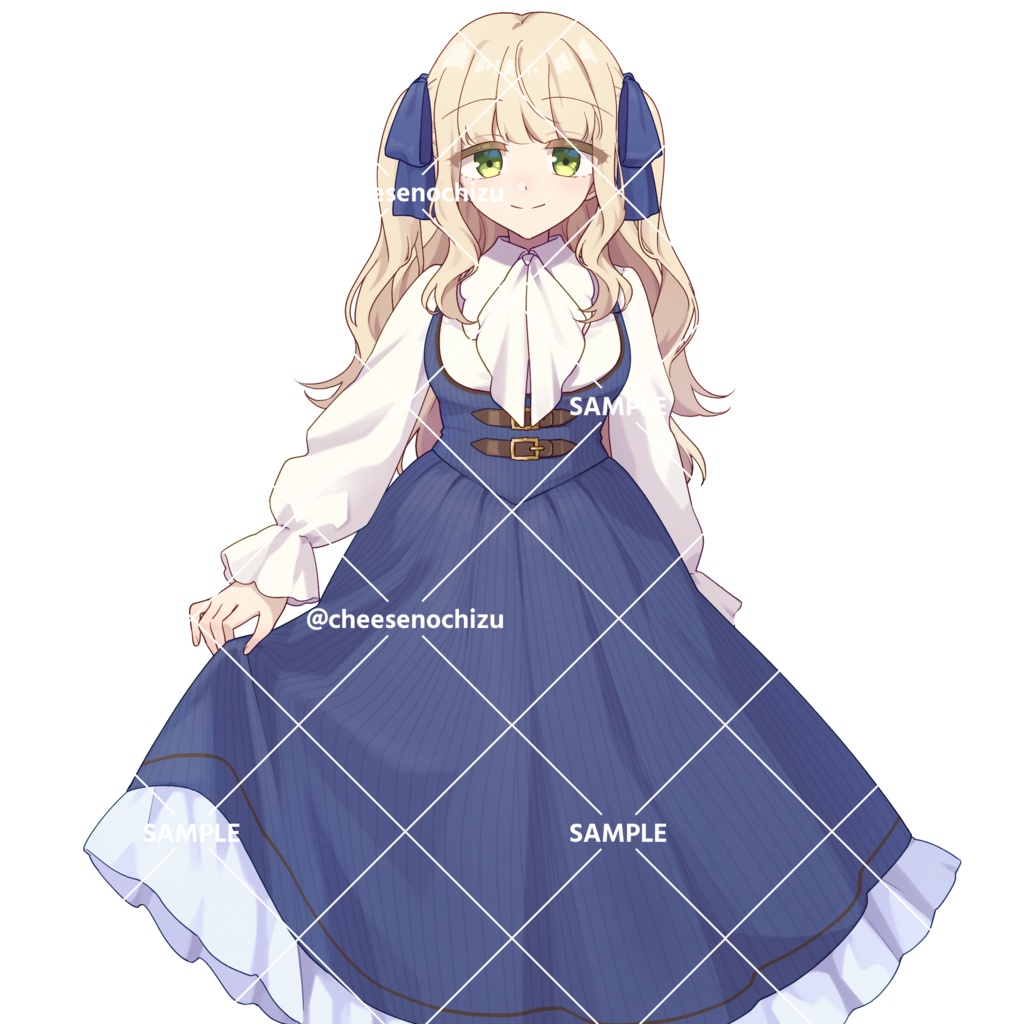 【表情8種+差分パーツ2個】女の子 金髪 お嬢様 クラシカル ワンピース 西洋風