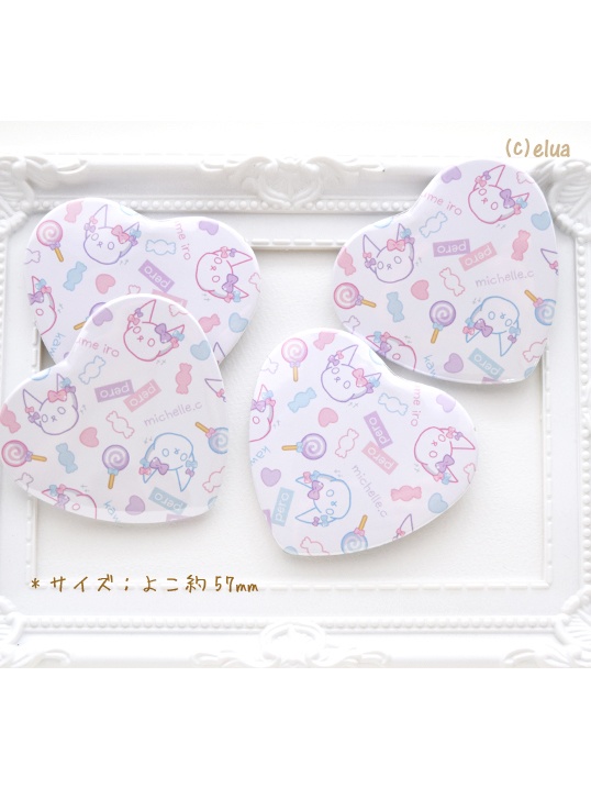 ハート缶バッジ Michelle.c 「おめかしりぼん」