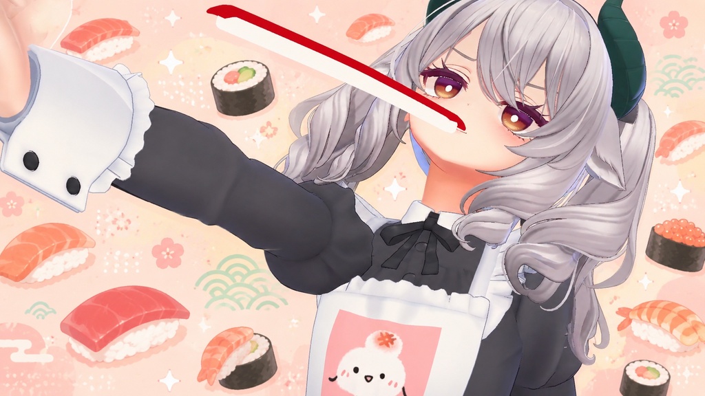 【無料】めっちゃのびーる!ぷるぷるお口寿司 / VRChat向け【MA対応】
