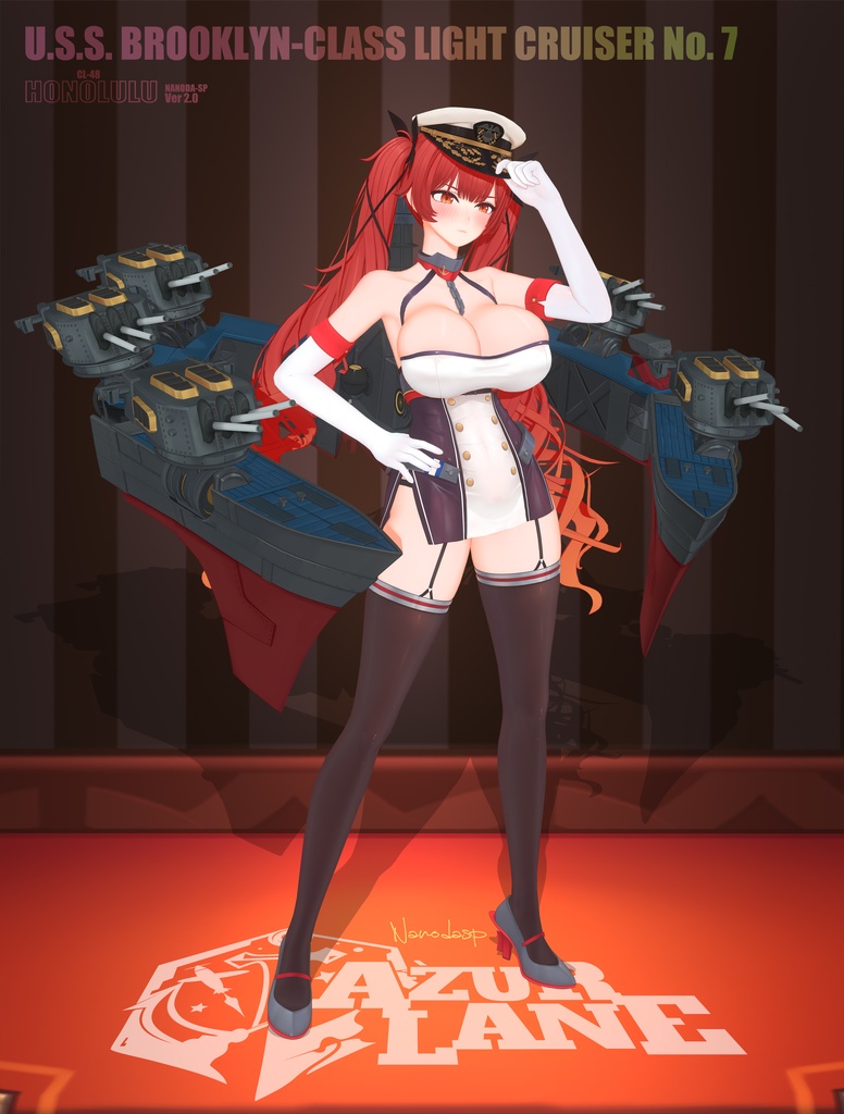 ホノルル Azurlane Honolulu NANODA_SP ver2.1 & Maid ver MMD model