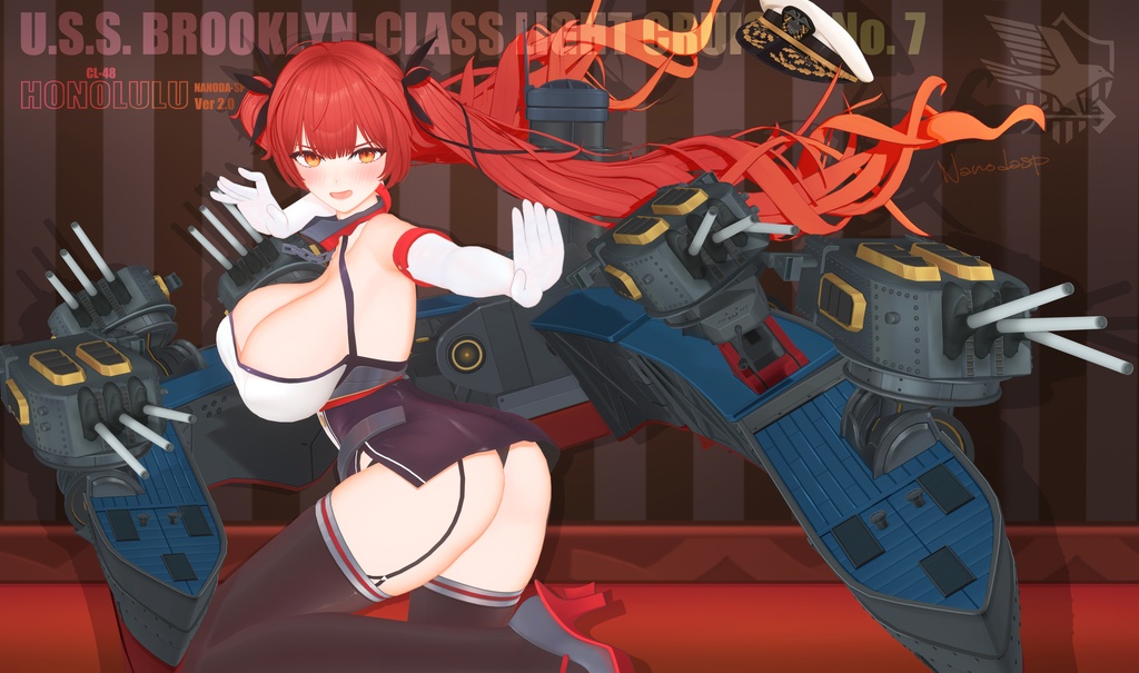 ホノルル Azurlane Honolulu NANODA_SP ver2.1 & Maid ver MMD model