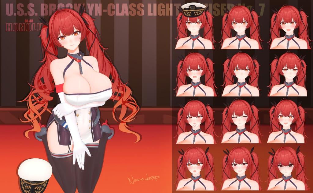 ホノルル Azurlane Honolulu NANODA_SP ver2.1 & Maid ver MMD model