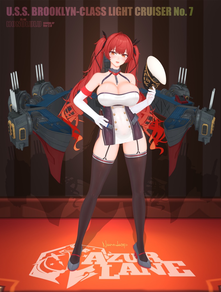 ホノルル Azurlane Honolulu NANODA_SP ver2.1 & Maid ver MMD model