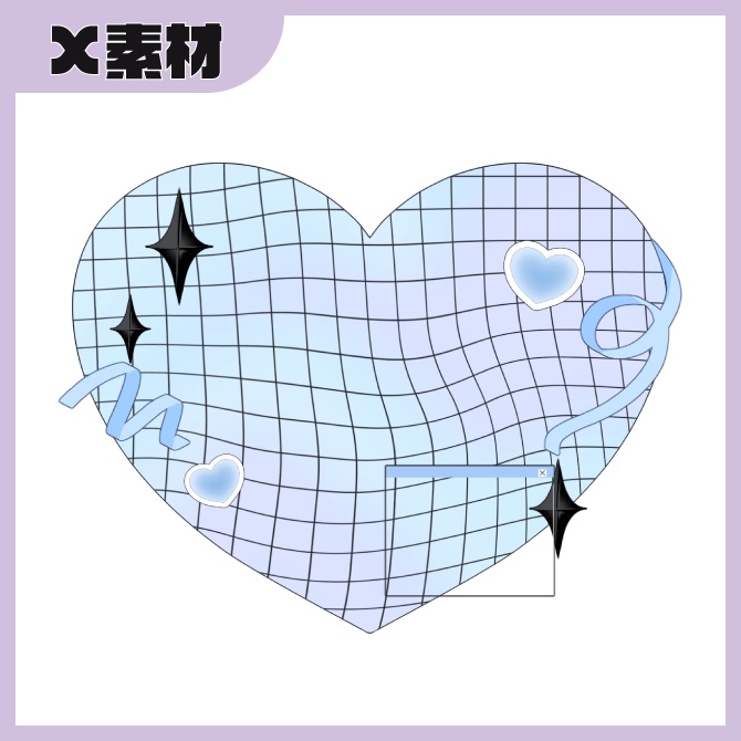 歪み♡ハート：4色セット