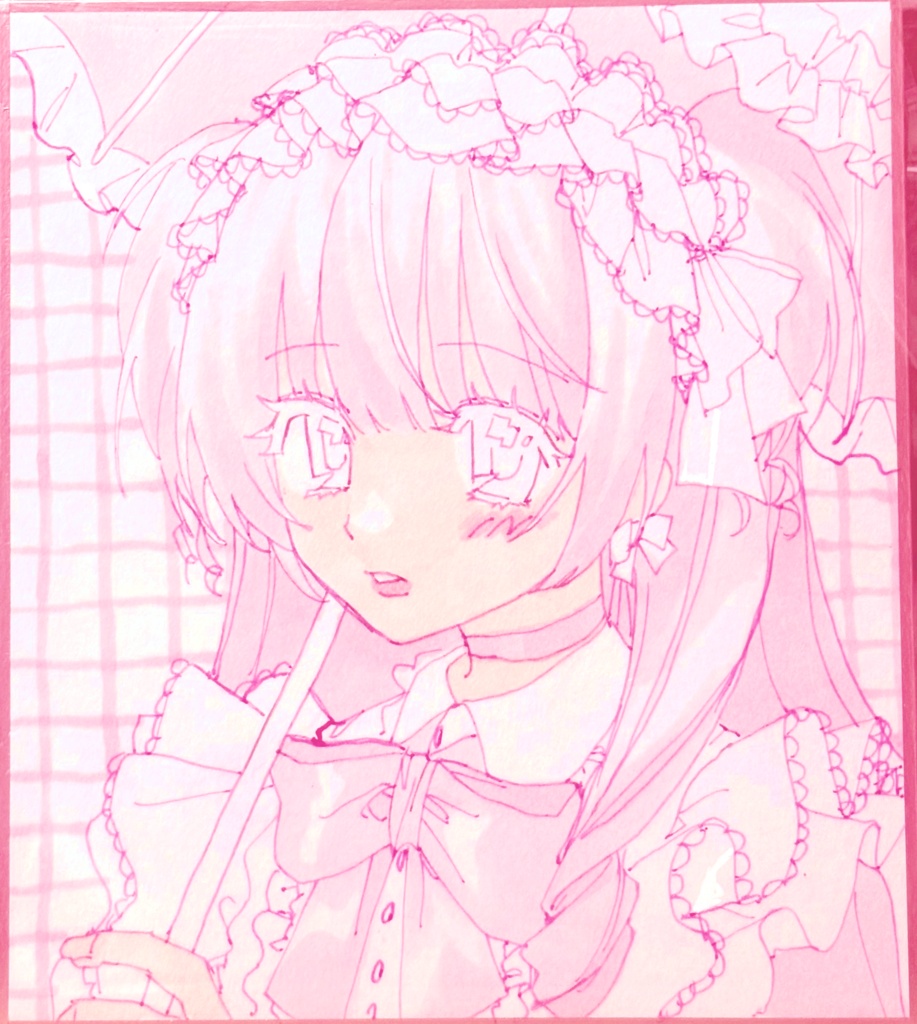 『フリフリpinkな女の子』ミニ色紙