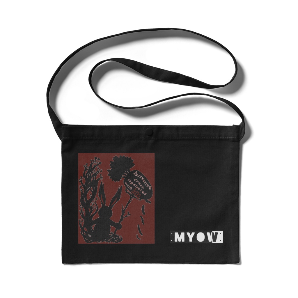 サコッシュ・ロゴ入り(兎3パターン)blackのみ