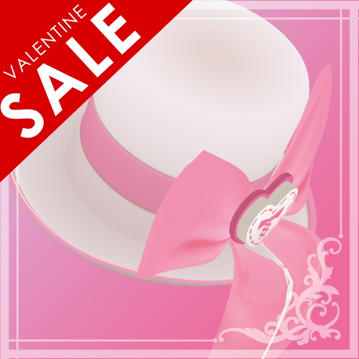 【セール】【VRChat想定】リボンハット(ピンク)【バレンタイン SALE】
