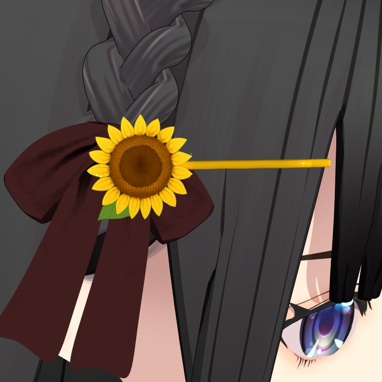 【VRChat想定】 ひまわり ヘアピン 3Dアクセサリー