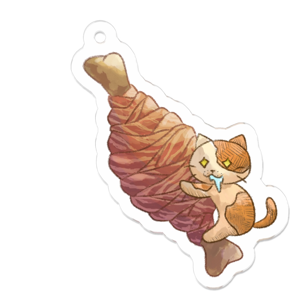 肉につかまる猫