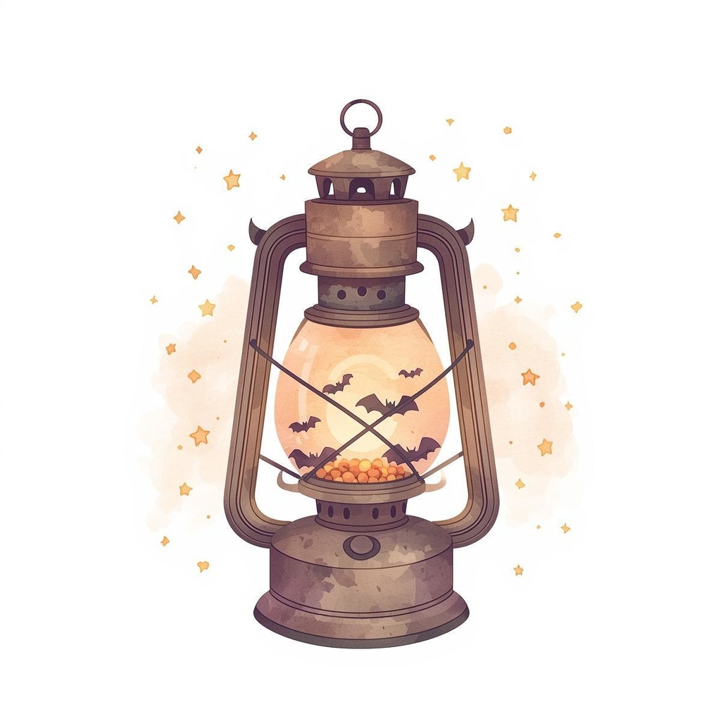 幻想ハロウィンの水彩クリップアートセットA