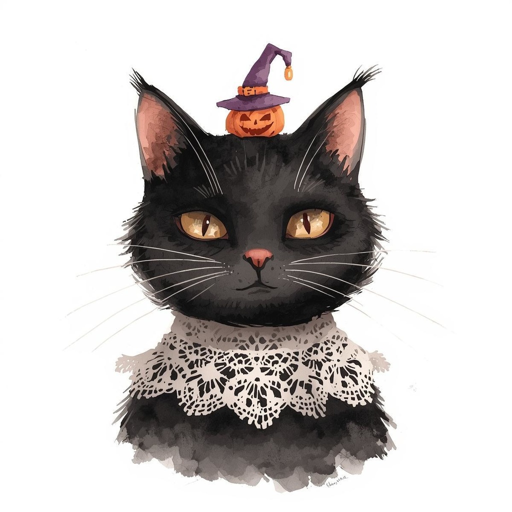 幻想ハロウィンの水彩クリップアートセットA