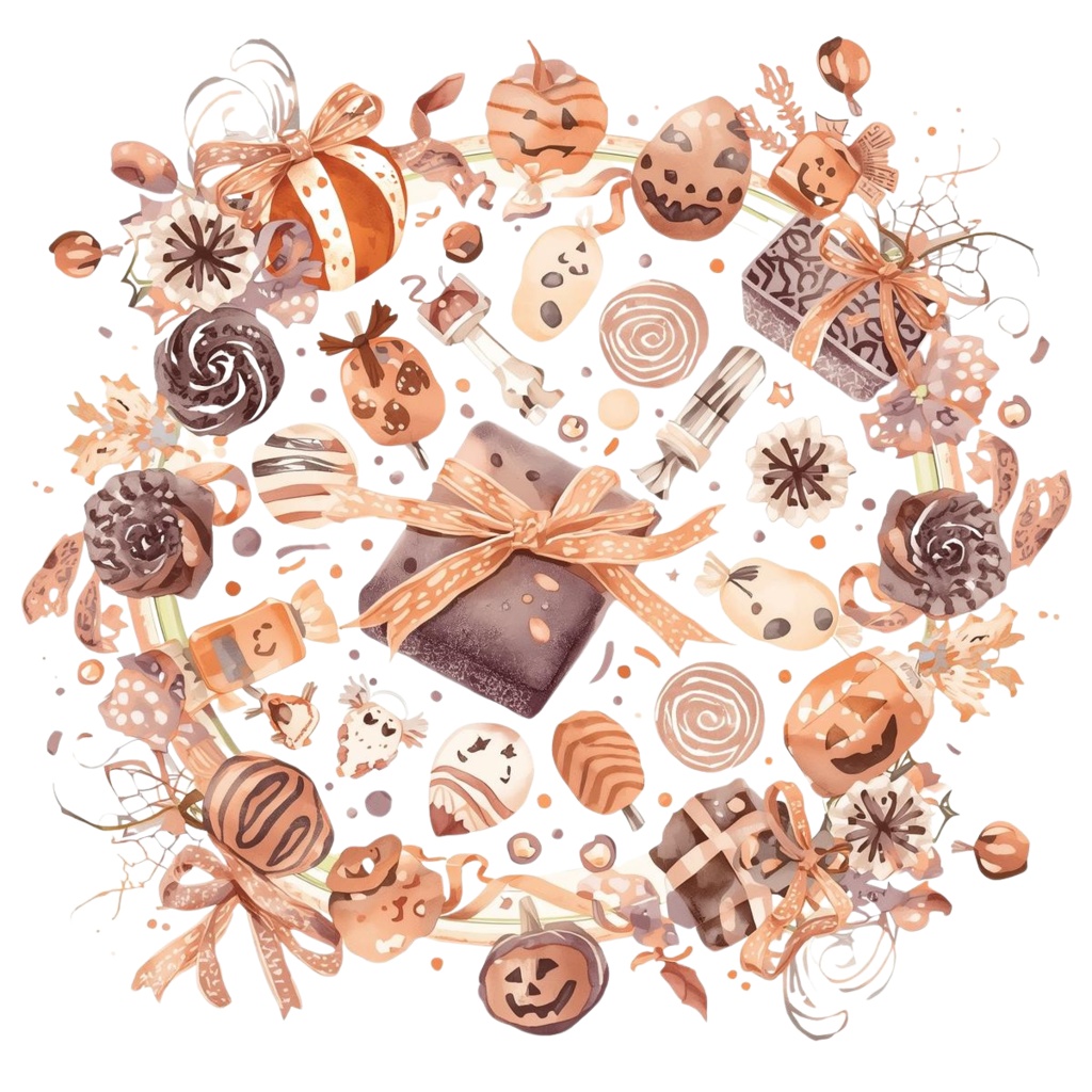 幻想ハロウィンの水彩クリップアートセットA