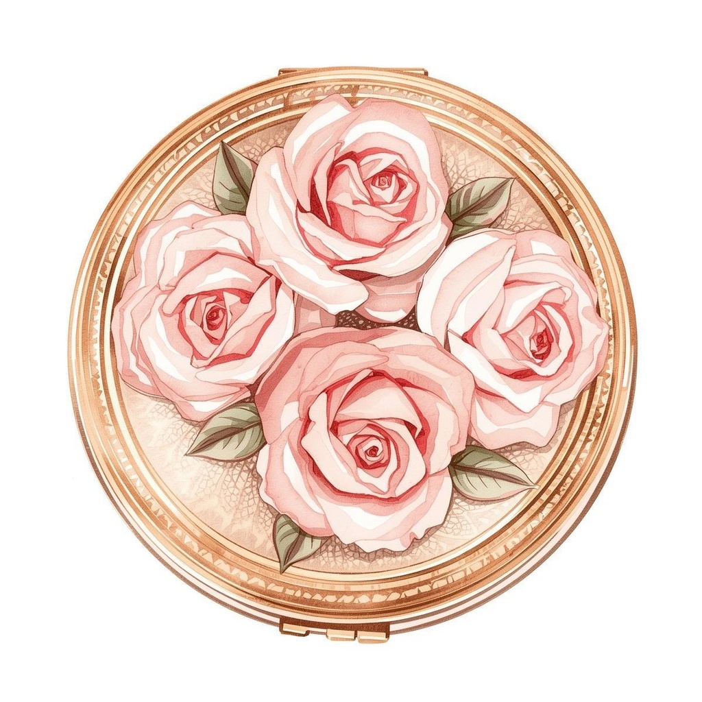 ピンクのアンティークコスメ 水彩クリップアートコレクション(15点セット)