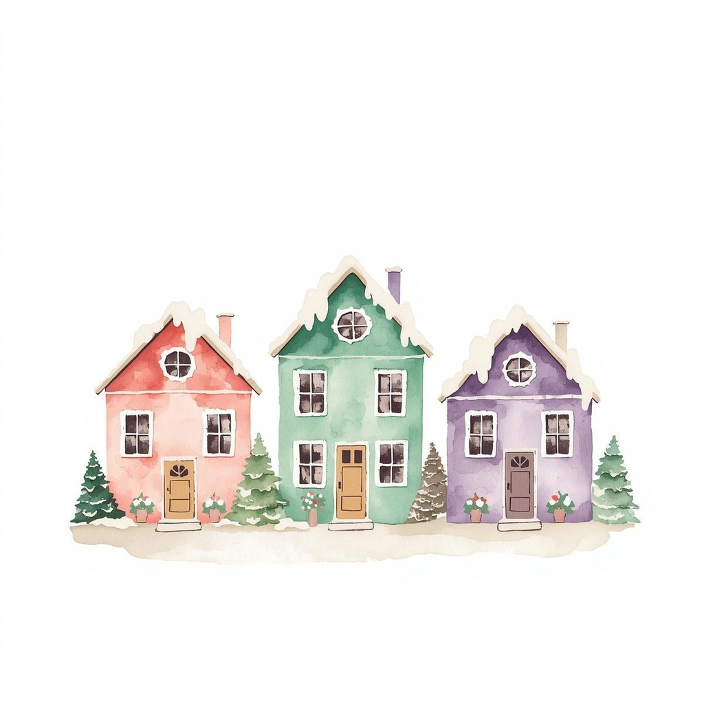 パステルクリスマス クリップアートセット – 水彩風イラスト15点